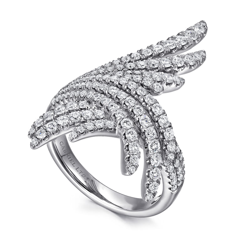 18K White Gold Intersecting Diamond Statement Ring - 1.15 ct - Shot 3