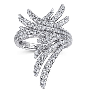 18K White Gold Intersecting Diamond Statement Ring
