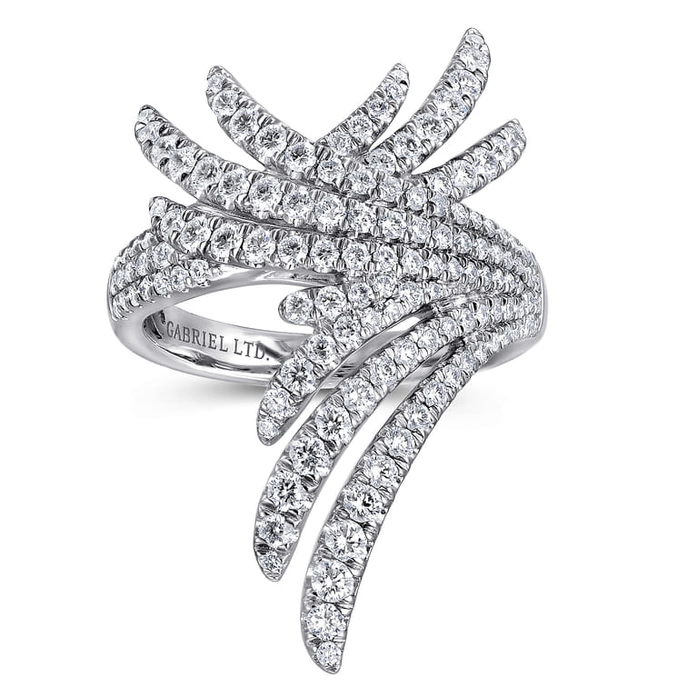 18K White Gold Intersecting Diamond Statement Ring - 1.15 ct - Shot 4
