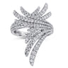 18K White Gold Intersecting Diamond Statement Ring - 1.15 ct
