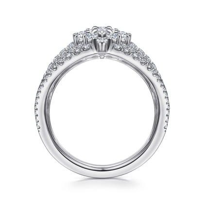 18K White Gold Layered Diamond Fan Wide Band Ring