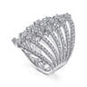 18K White Gold Layered Diamond Fan Wide Band Ring - 2.6 ct