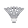 18K White Gold Layered Diamond Fan Wide Band Ring - 2.6 ct