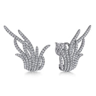 18K White Gold Layered Multi Row 25mm Diamond Huggie