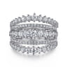 18K White Gold Layered Wide Band Diamond Ring - 1.79 ct