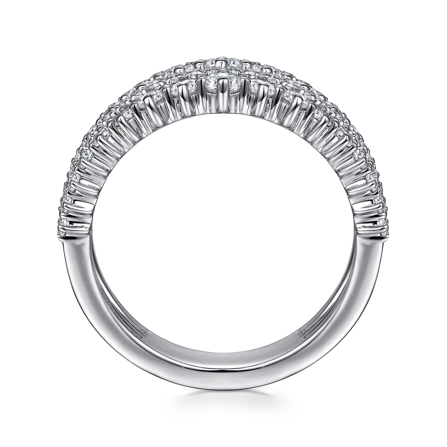 18K White Gold Layered Wide Band Diamond Ring - 1.79 ct - Shot 2