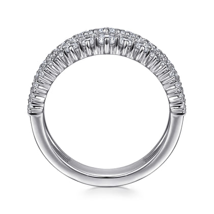 18K White Gold Layered Wide Band Diamond Ring