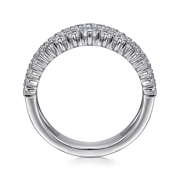 18K White Gold Layered Wide Band Diamond Ring - 1.79 ct - Shot 2