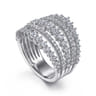 18K White Gold Layered Wide Band Diamond Ring - 1.79 ct