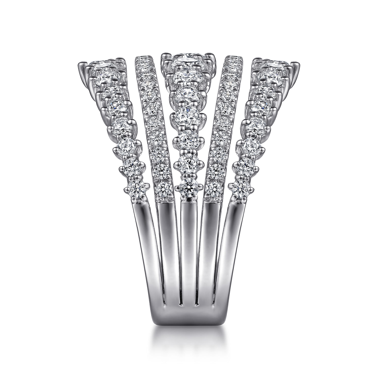 18K White Gold Layered Wide Band Diamond Ring - 1.79 ct - Shot 4