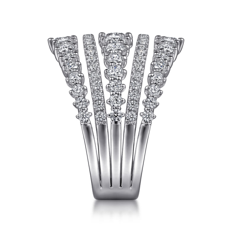 18K White Gold Layered Wide Band Diamond Ring - 1.79 ct - Shot 4