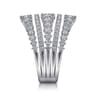 18K White Gold Layered Wide Band Diamond Ring - 1.79 ct