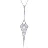 18K White Gold Long Diamond Kite Shaped Pendant Necklace - 2.69 ct