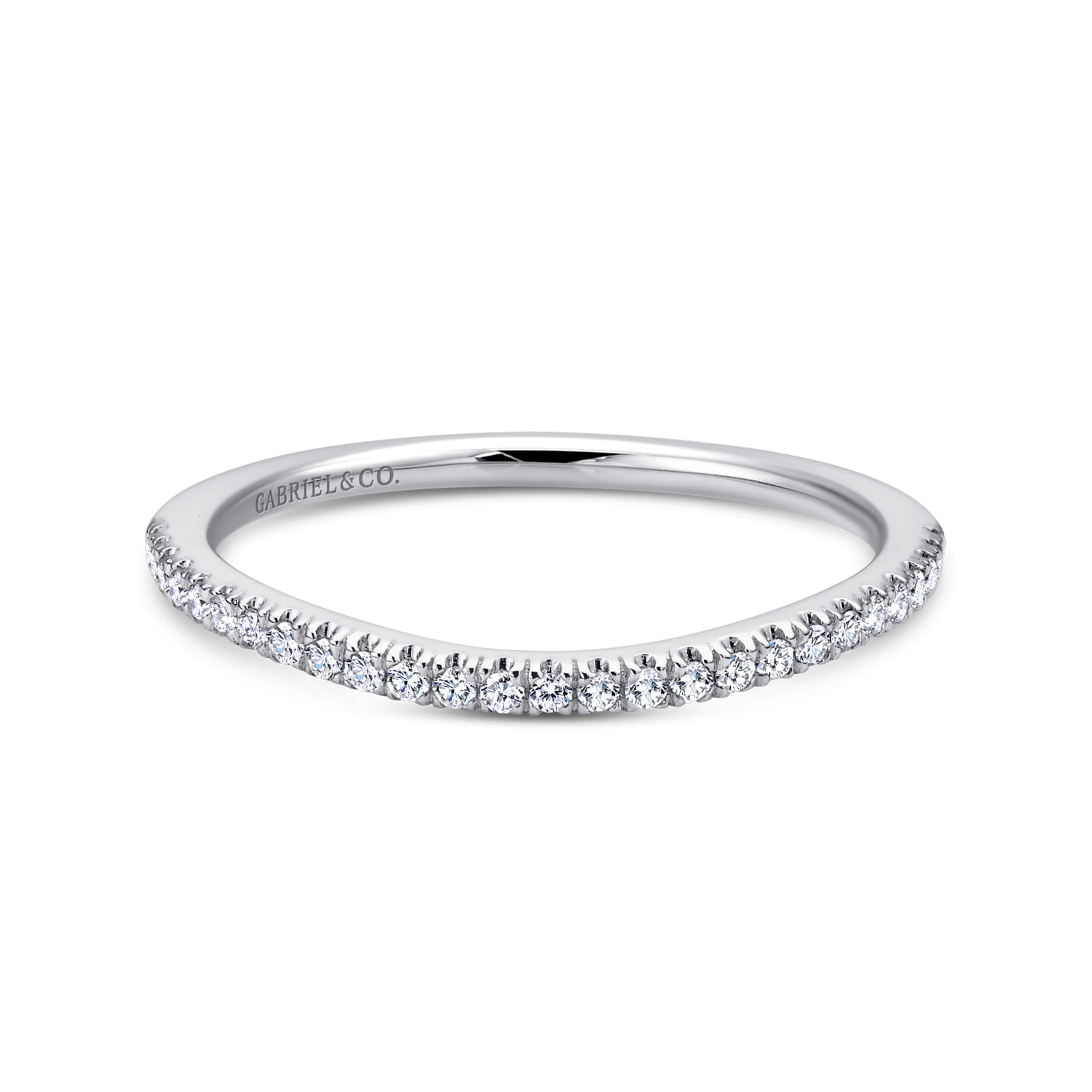 18K White Gold Matching Wedding Band - 0.14 ct - Shot 1