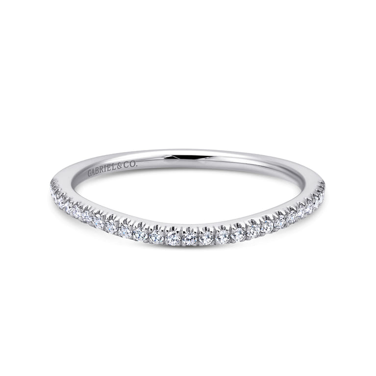 18K White Gold Matching Wedding Band - 0.14 ct - Shot 1