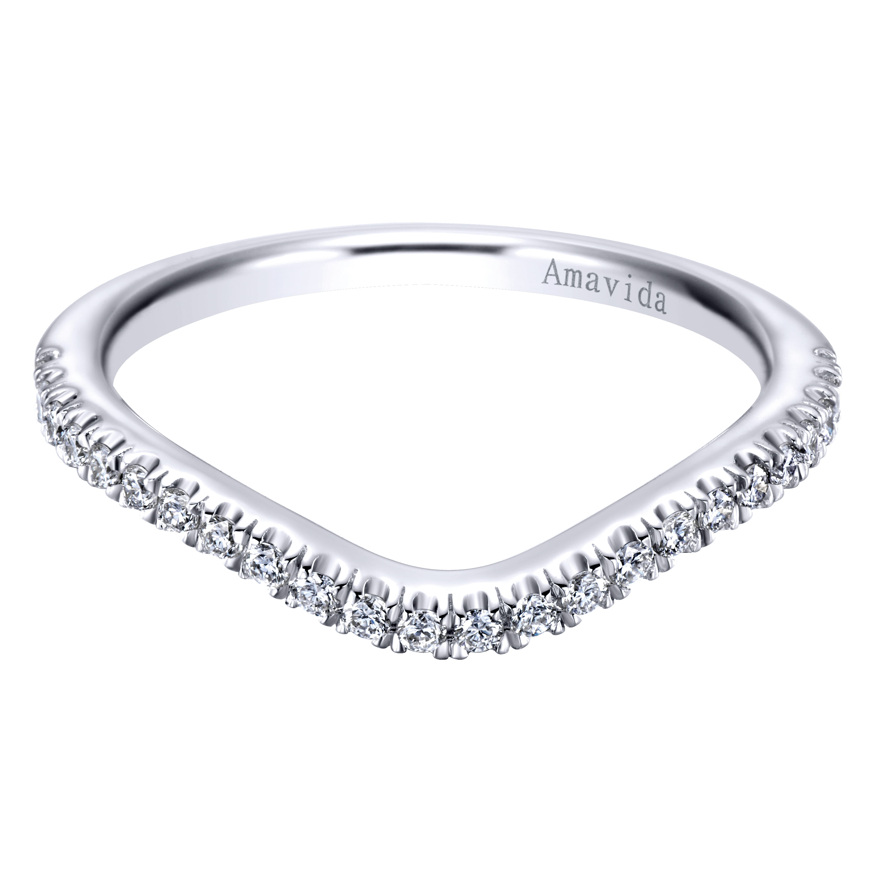 18K White Gold Matching Wedding Band - 0.19 ct - Shot 1