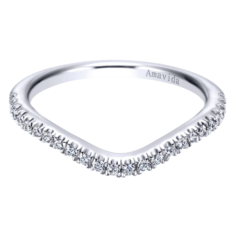 18K White Gold Matching Wedding Band - 0.19 ct - Shot 1