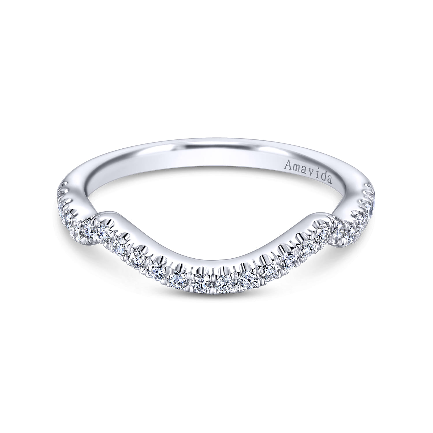 18K White Gold Matching Wedding Band - 0.22 ct - Shot 1