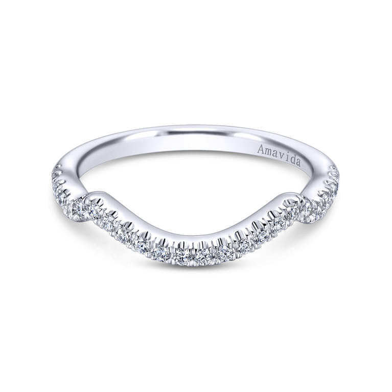 18K White Gold Matching Wedding Band - 0.22 ct - Shot 1
