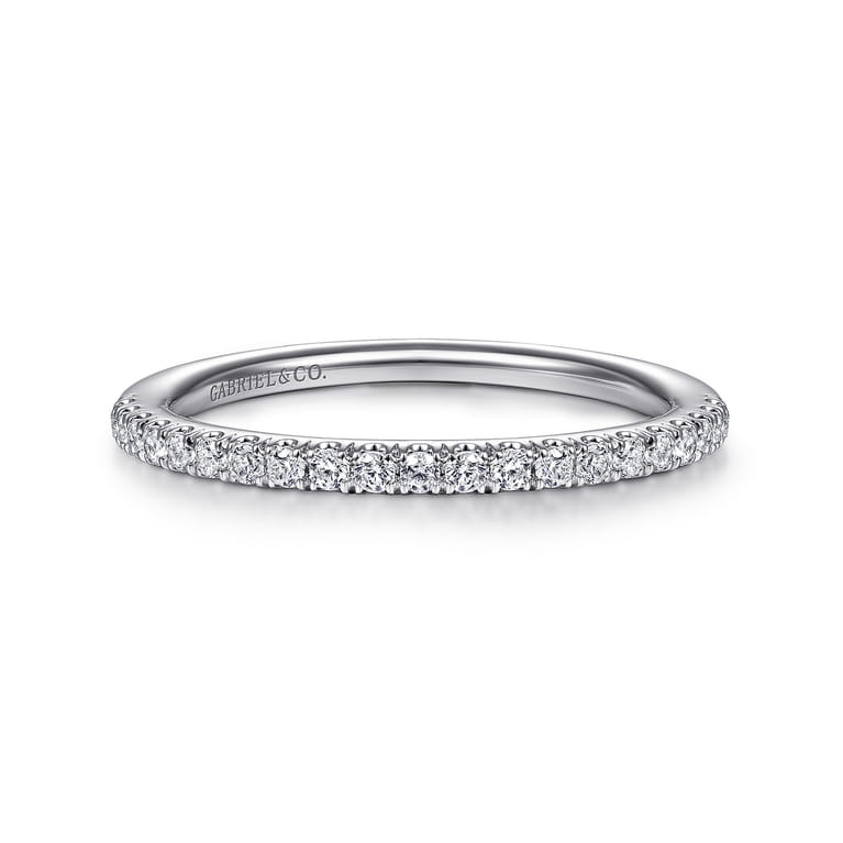 18K White Gold Matching Wedding Band - 0.22 ct - Shot 1