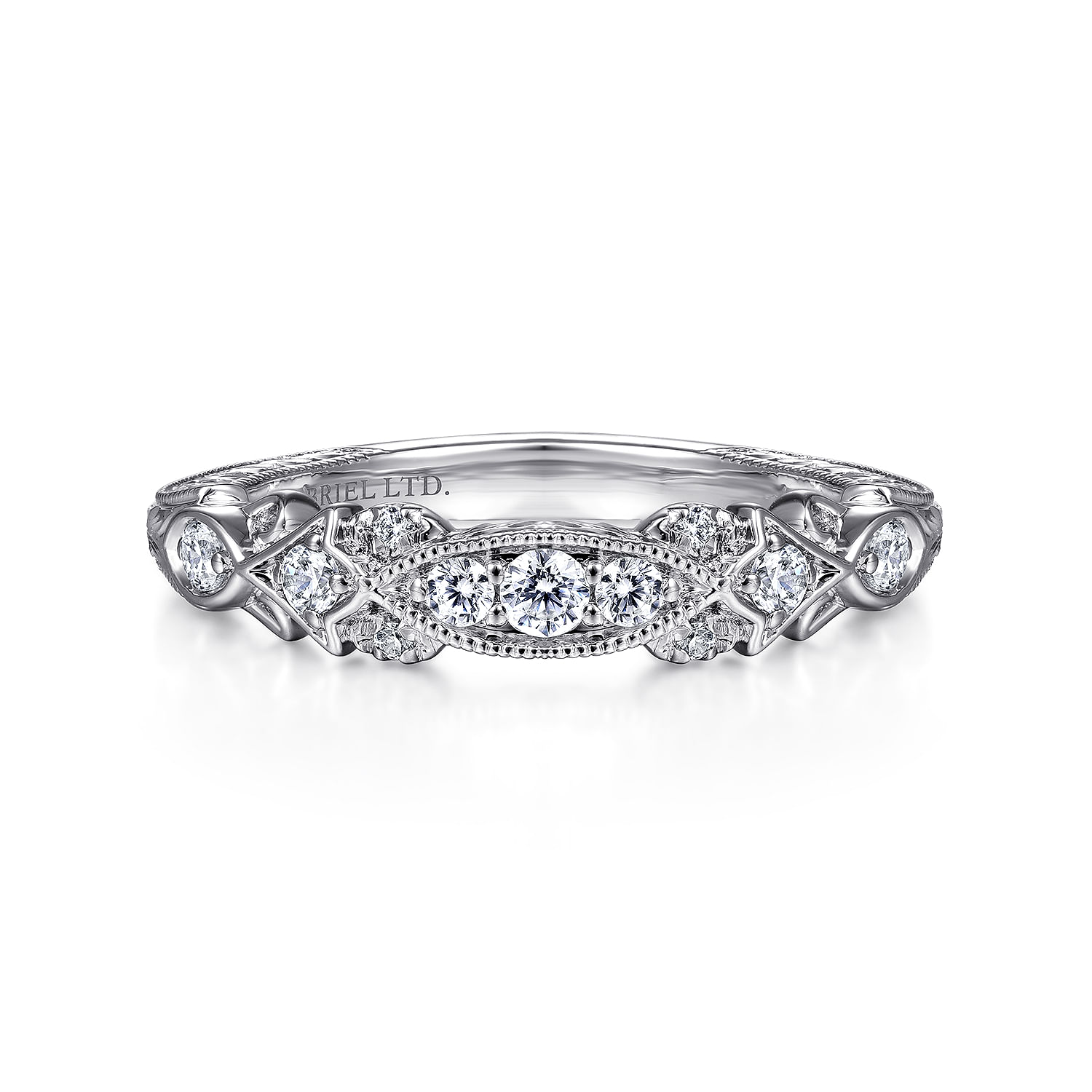 Round Straight Ring in 18k White Gold | Gabriel & Co