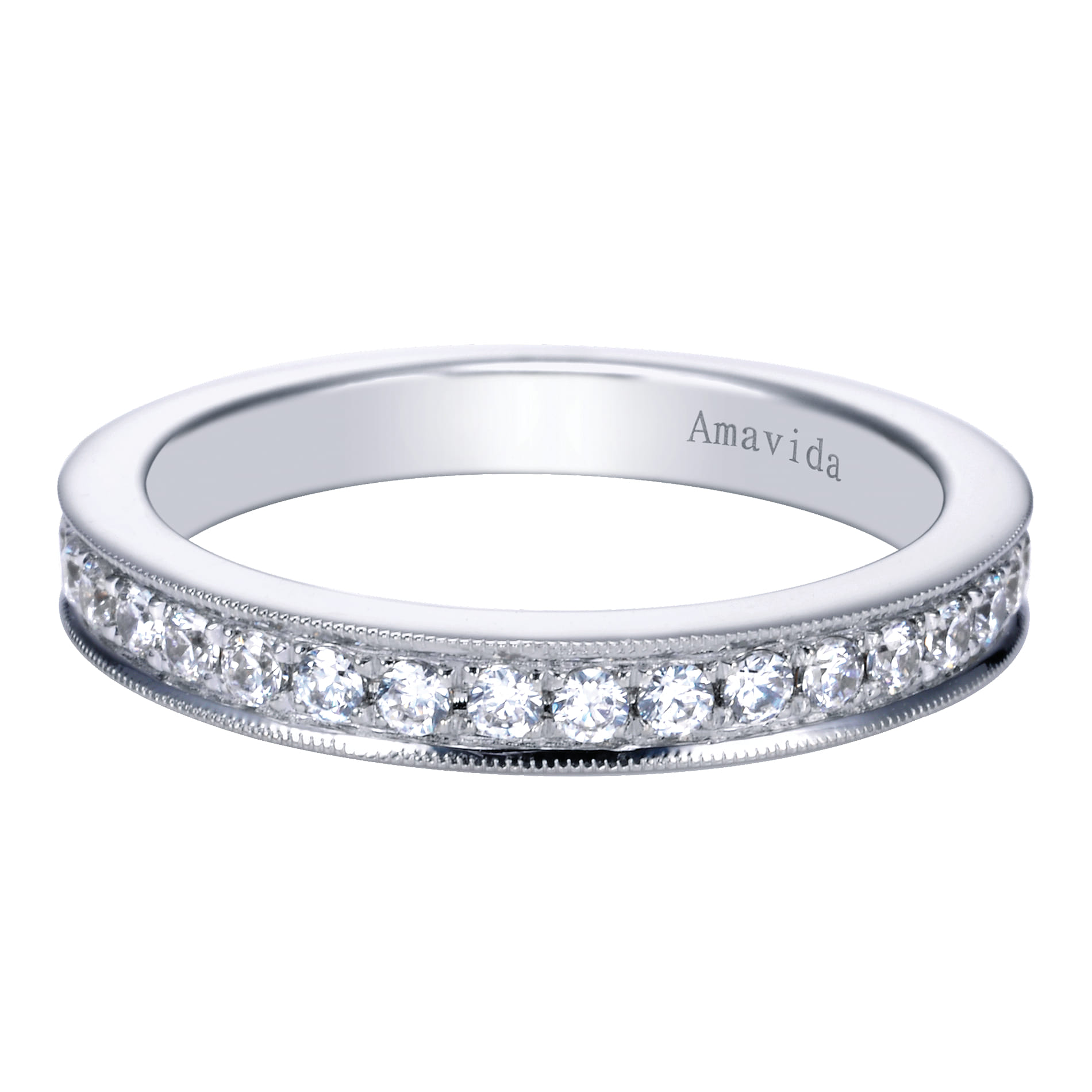 18K White Gold Matching Wedding Band - 0.38 ct - Shot 1