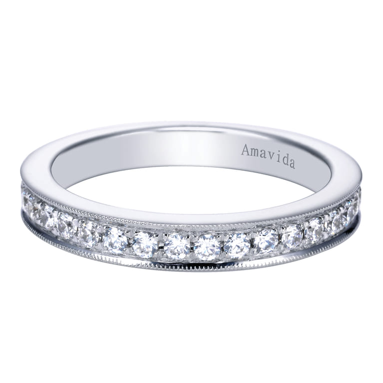 18K White Gold Matching Wedding Band - 0.38 ct - Shot 1