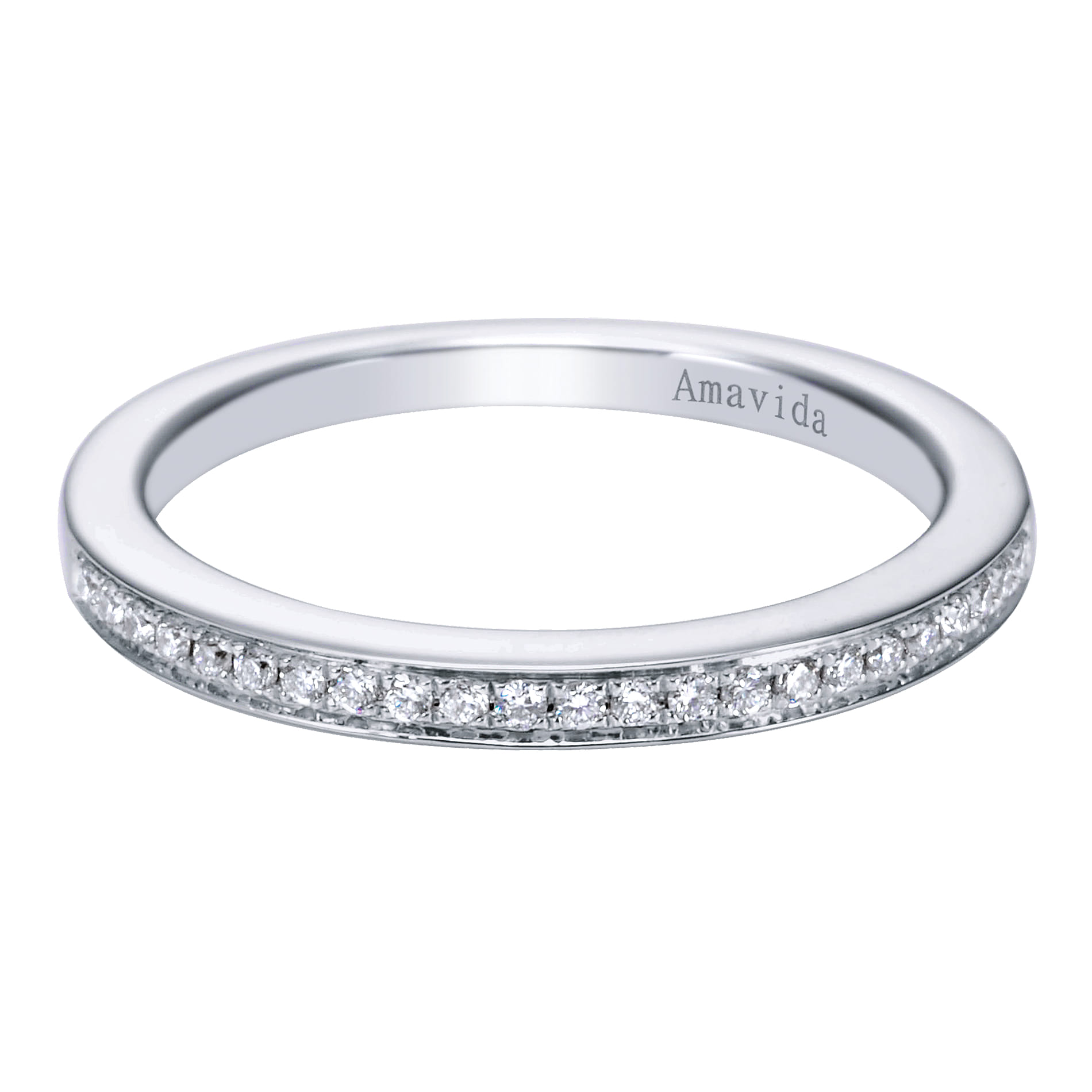 18K White Gold Matching Wedding Band - 0.11 ct - Shot 1
