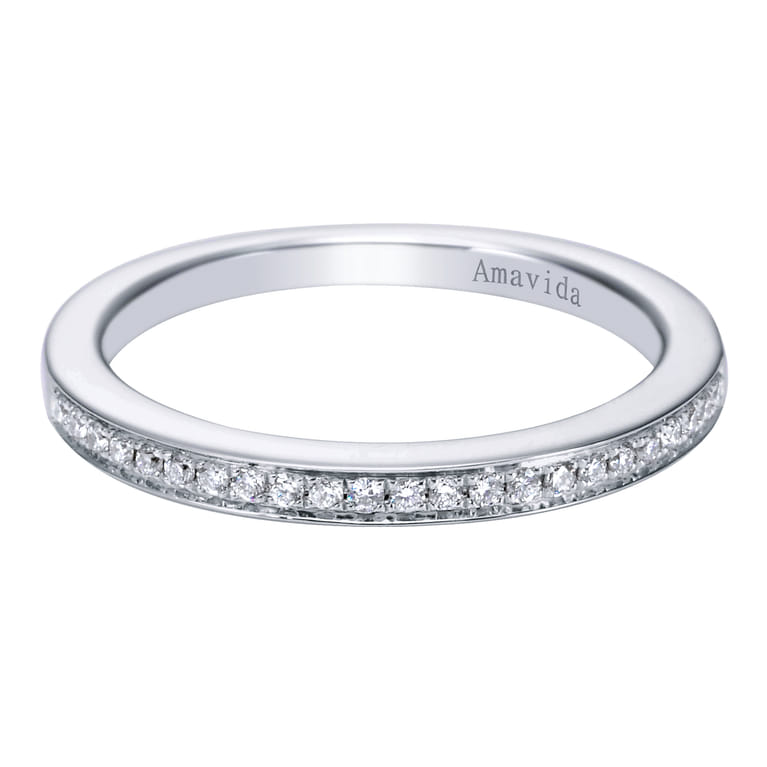 18K White Gold Matching Wedding Band - 0.11 ct - Shot 1