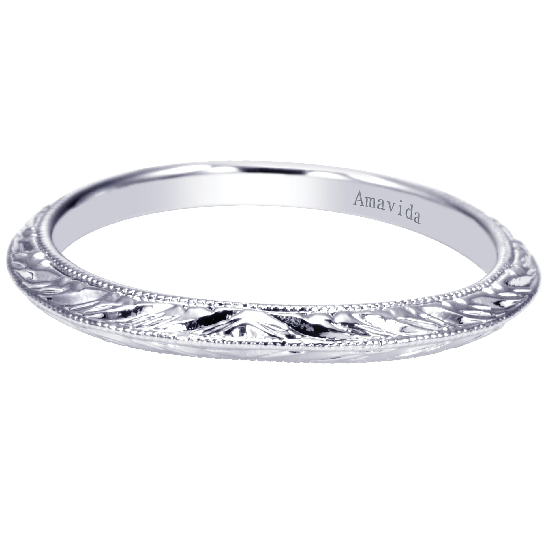 18K White Gold Matching Wedding Band - Shot 1