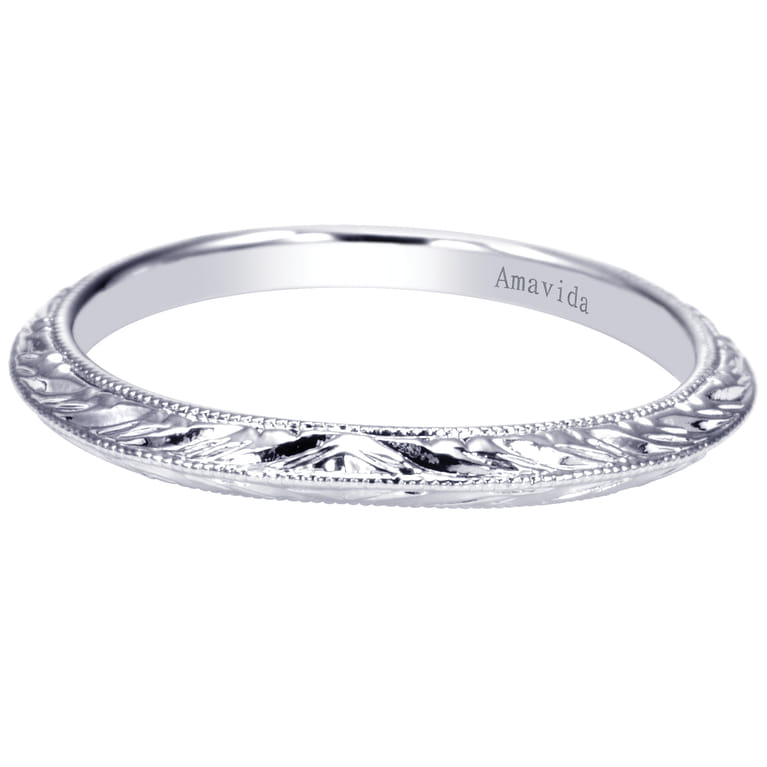 18K White Gold Matching Wedding Band - Shot 1