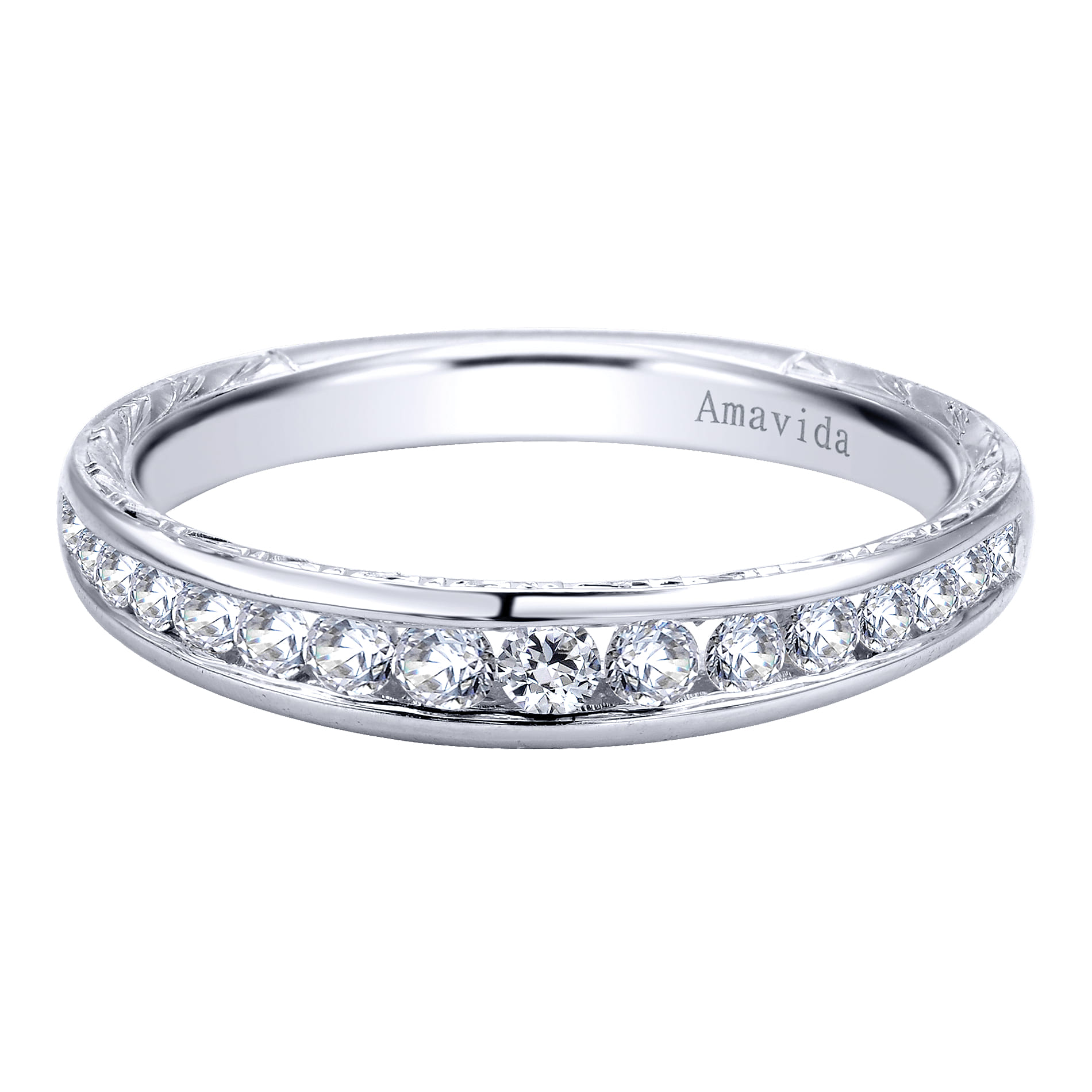 18K White Gold Matching Wedding Band - 0.34 ct - Shot 1