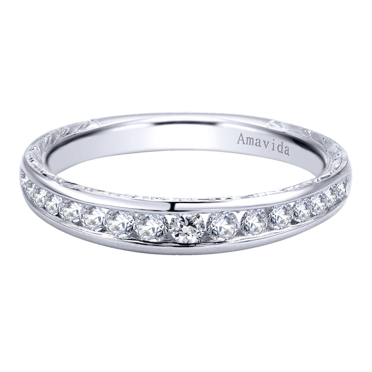 18K White Gold Matching Wedding Band - 0.34 ct - Shot 1