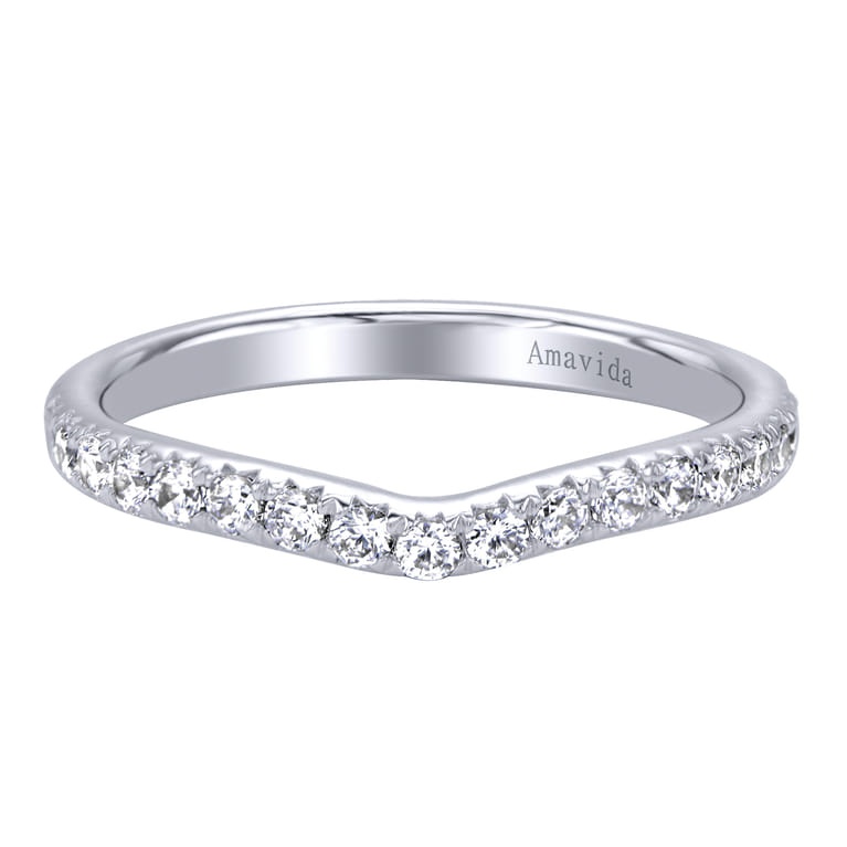 18K White Gold Matching Wedding Band - 0.39 ct - Shot 1