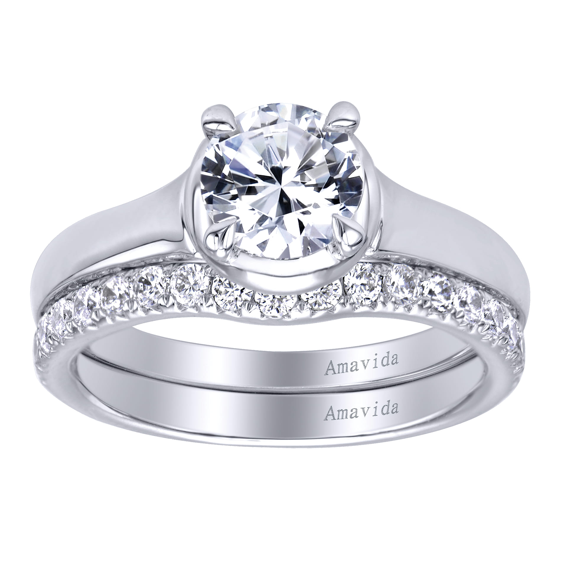 18K White Gold Matching Wedding Band - 0.39 ct - Shot 4