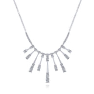 18K White Gold Multi Diamond Bar Station Necklace