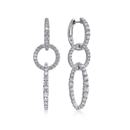 18K White Gold Multi Link Diamond Drop Huggies