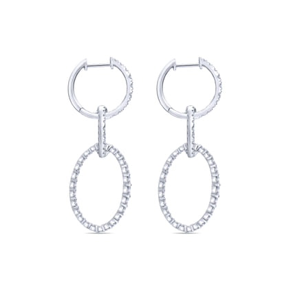 18K White Gold Multi Link Diamond Drop Huggies