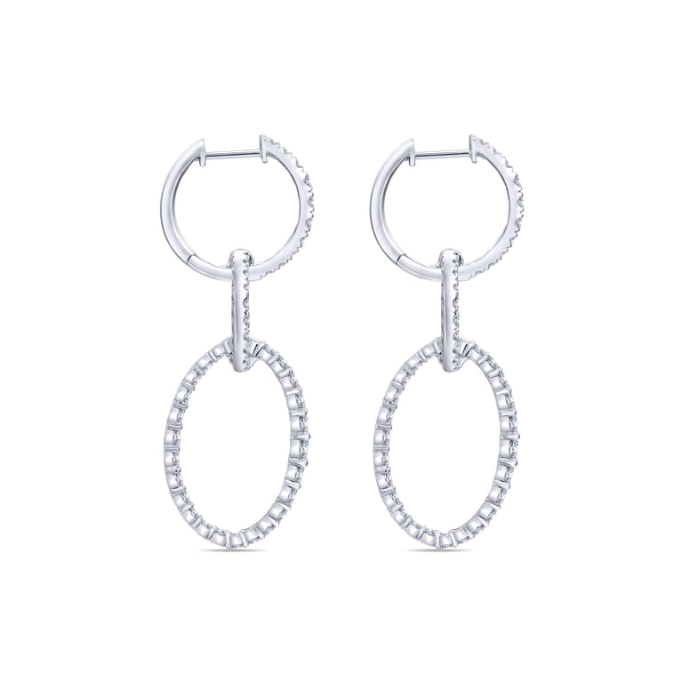 18K White Gold Multi Link Diamond Drop Huggies - 2.3 ct - Shot 2