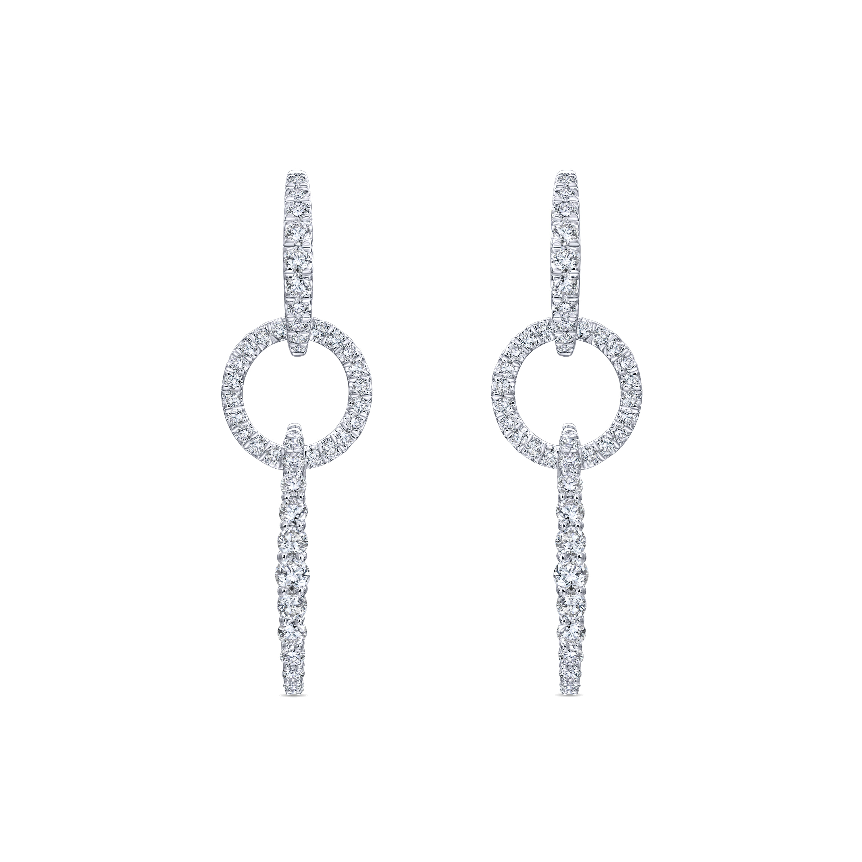 18K White Gold Multi Link Diamond Drop Huggies - 2.3 ct - Shot 3