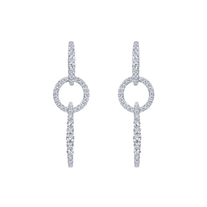 18K White Gold Multi Link Diamond Drop Huggies