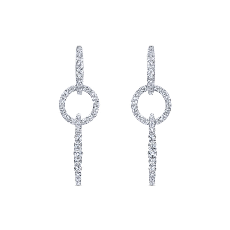 18K White Gold Multi Link Diamond Drop Huggies - 2.3 ct - Shot 3