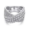 18K White Gold Multi Row Diamond Criss Cross Ring - 2.41 ct