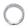 18K White Gold Multi Row Diamond Criss Cross Ring - 2.41 ct