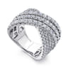 18K White Gold Multi Row Diamond Criss Cross Ring - 2.41 ct