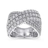 18K White Gold Multi Row Diamond Criss Cross Ring - 2.41 ct