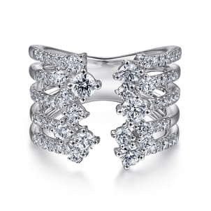 18K White Gold Multi Row Diamond Statement Ring