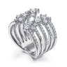 18K White Gold Multi Row Diamond Statement Ring - 1.45 ct