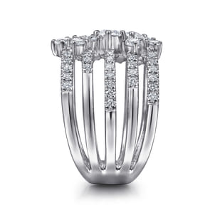 18K White Gold Multi Row Diamond Statement Ring