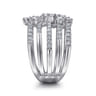 18K White Gold Multi Row Diamond Statement Ring - 1.45 ct